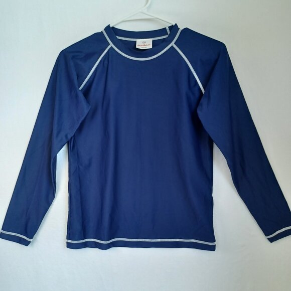 Hanna Andersson Sun-Ready Rash Guard Navy Blue Long Sleeve Pullover Kids Size 12 - Picture 2 of 9